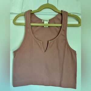 Bozzolo Women's Notched Ribbed Tank Top - Dusty Pink